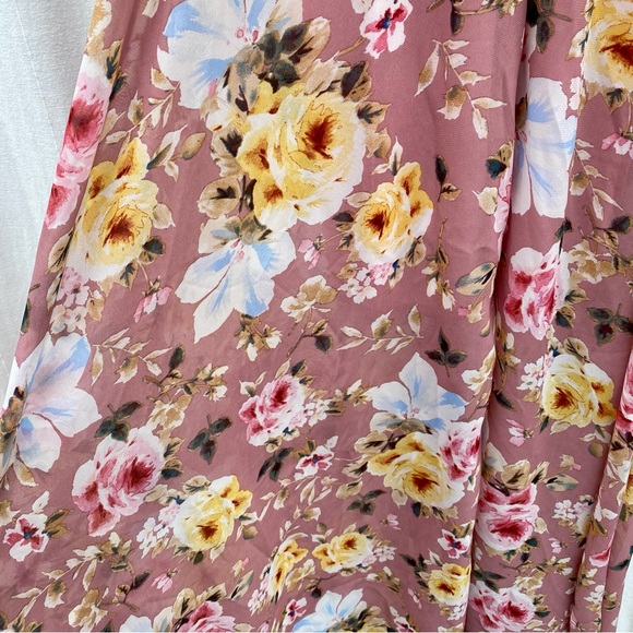 Gorgeous Xtaren Blush Pink Boho Flowy Floral Balloon Sleeve Maxi Dress - Picture 8 of 11